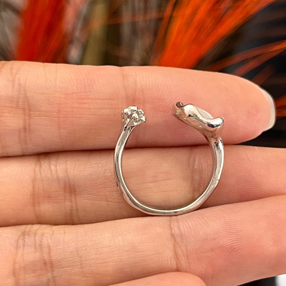 S925 Silver White Stone Flower Chunky Open Ring,Big Silver Heart Ring for … - Picture 4 of 6